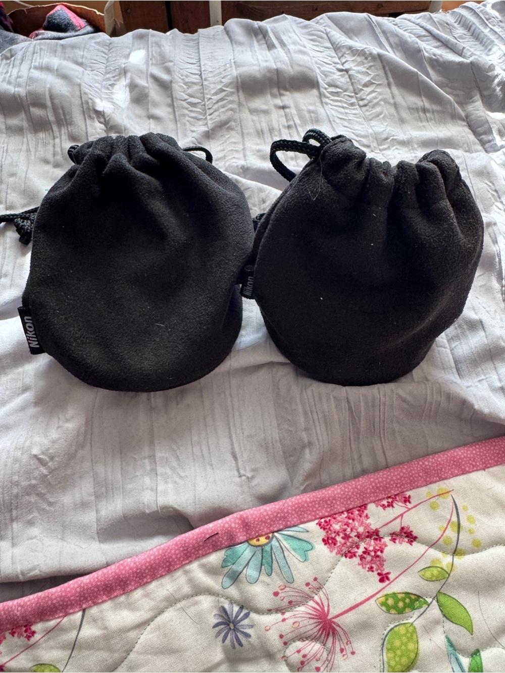 Set of 2 Nikon Soft Camera Lens Cases/Pouches with A Drawstring Bag